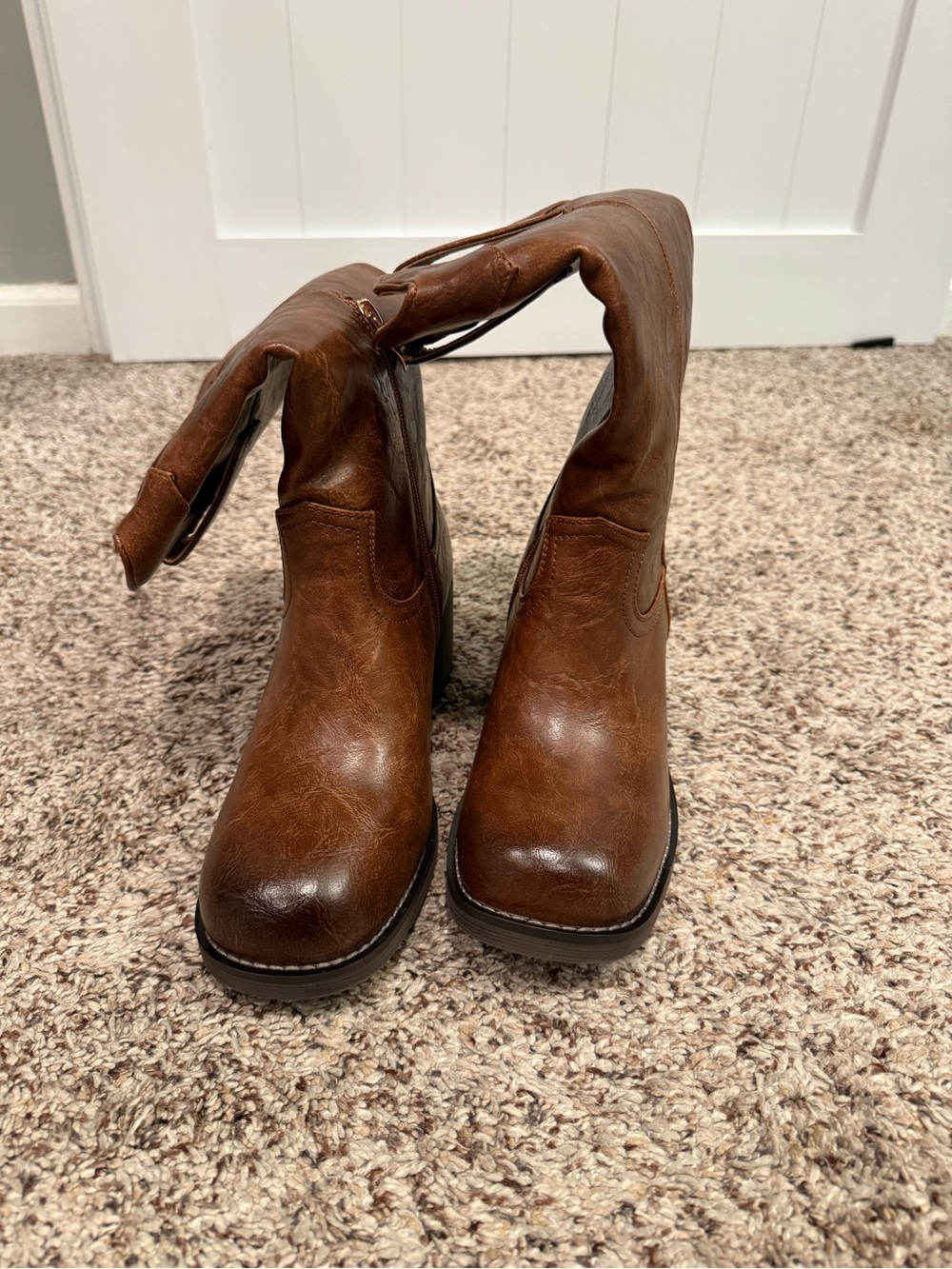 Women's Brown Leather Pull-On Ankle Boots size 8